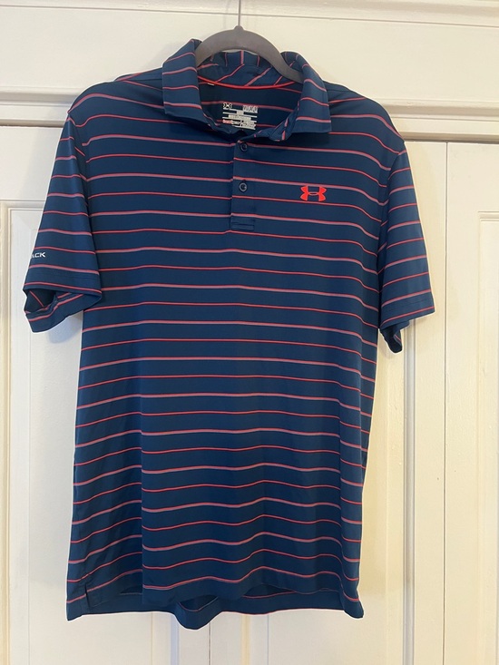 Under Armour Other - Under Armour Hear Gear Navy Polo with Red Stripes